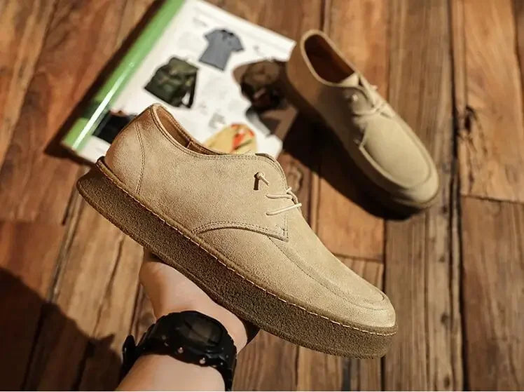 Men's Casual Shoes Cow Suede Genuine Leather Lace-up Mens Comfortable Driving Flats Men Classic Outdoor Sneakers