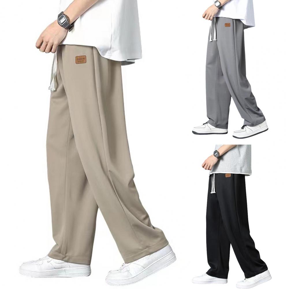 Men Ice Silk Pants Comfortable Men Pants Stylish Men's Wide Leg Sweatpants Breathable Ice Silk Summer Trousers with for Street