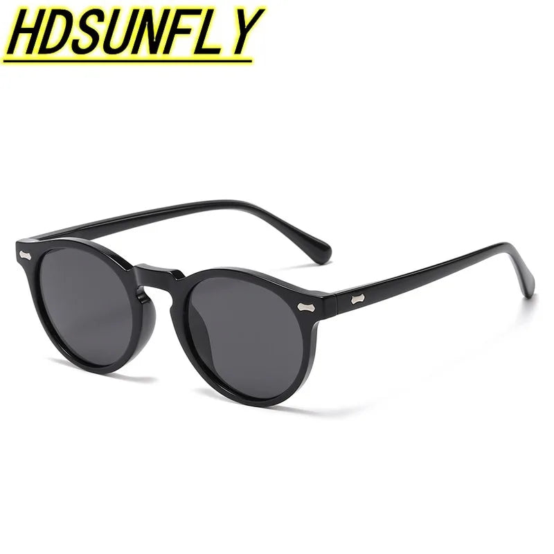 Women's Polarized Sunglasses Round Frame Fashion Rivet Rays Brand Designer Sun Glasses for Men Women Eyewear 2022 New