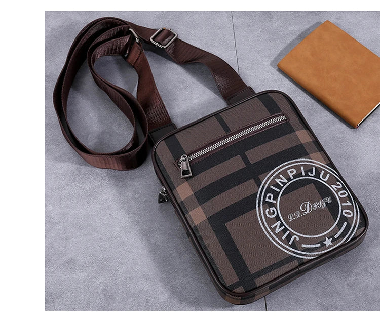 Men's Small Bag Handbag Business Style PU Leather Male Crossbody Bag Phone Bag Vintage Pattern Design Men's Handbag Shoulder Bag