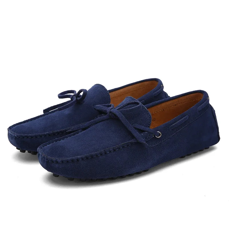 Loafers Men Handmade Leather Shoes Casual Driving Flats Slip-on Moccasins Boat Shoes Plus Size Lace-up lazy bean shoes