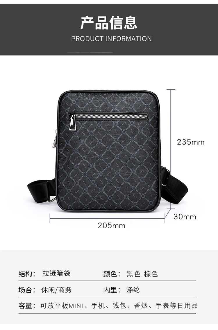 Men's Small Bag Handbag Business Style PU Leather Male Crossbody Bag Phone Bag Vintage Pattern Design Men's Handbag Shoulder Bag