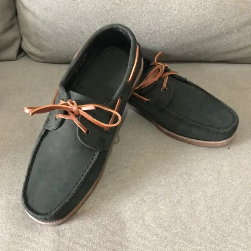 2024 New Trend Casual Big Size Shoes Men Comfortable Flats Boat Shoes Brand Walking Driver Footwear Leather Lace Up Loafer Shoe