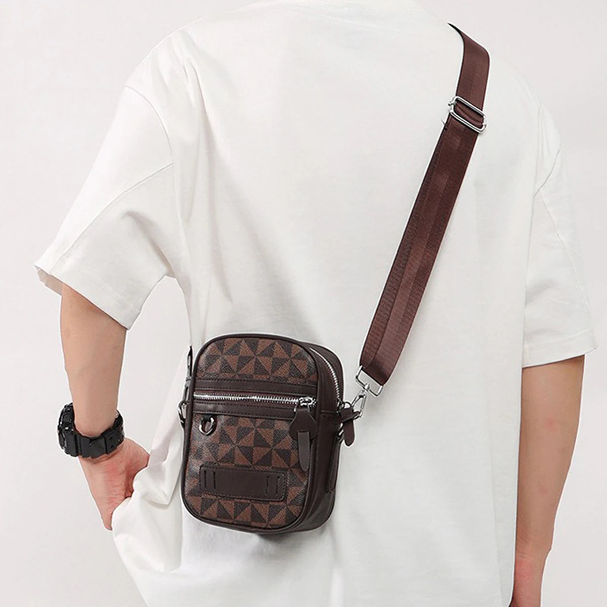 1PCS Fashion Small Square Bag Women's Bag Men's Bag PU Mobile Phone Crossbody Shoulder Bags Trend Street Men's Satchels Bags