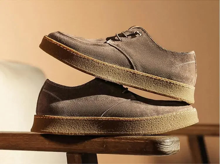 Men's Casual Shoes Cow Suede Genuine Leather Lace-up Mens Comfortable Driving Flats Men Classic Outdoor Sneakers