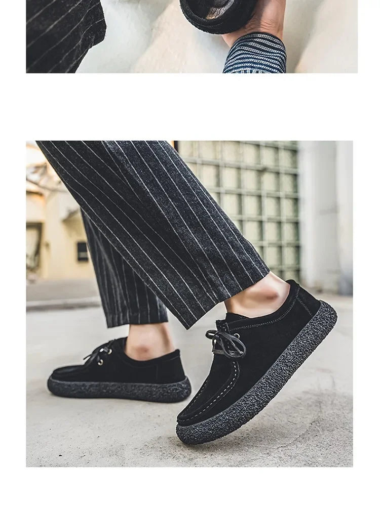 Retro casual men luxury brown suede leather loafers comfor soft sole driving shoes walking sneakers spring autumn moccasin