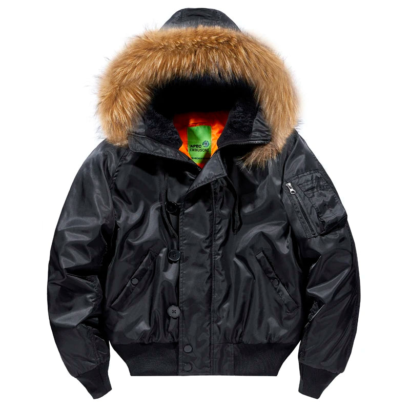 Military Fur Collar Hood Warm Tactical Bomber Winter Jackets Men Hooded Male Outwear Coats Windproof Flight Pilot Jackets  S-2XL