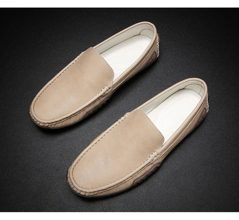 Men Casual Shoes Genuine Leather Loafers for Men Moccasins Breathable Slip on Driving Shoes Plus Size 38-48 Mocasines Hombre