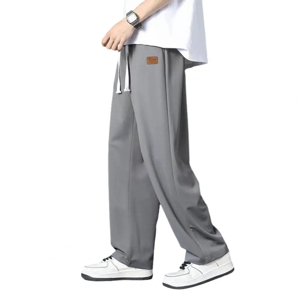 Men Ice Silk Pants Comfortable Men Pants Stylish Men's Wide Leg Sweatpants Breathable Ice Silk Summer Trousers with for Street