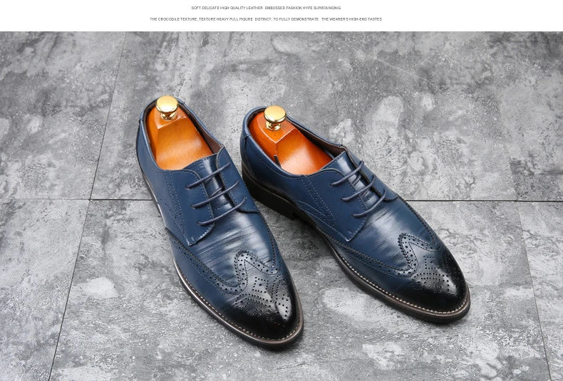 Handmade Men's Oxford Shoes designer Brogue Men Leather Shoes Luxury Fashion Wedding Shoe Business Office Men's Shoes Size 38-48