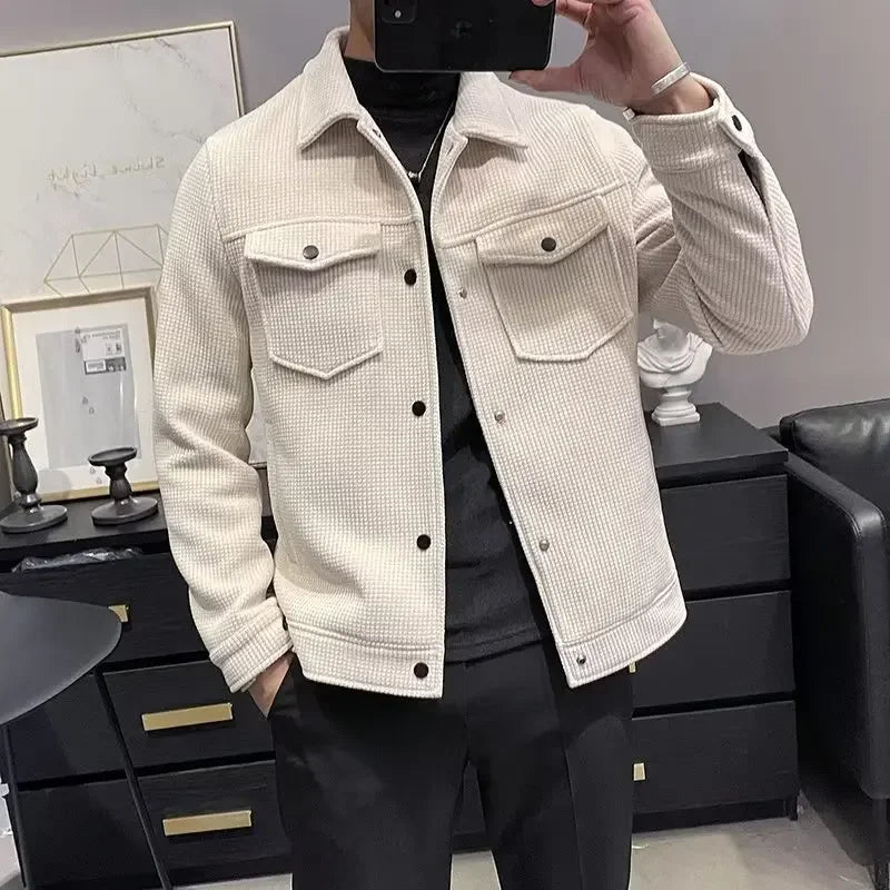 Winter Woolen Jacket For Men Cropped Lapel Autumn/winter New Arrival Trendy Brand Casual Style Men's Lightweight Tweed Jacket