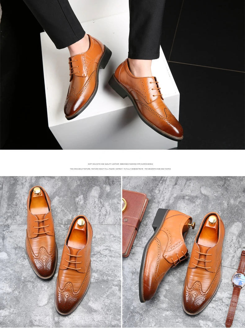 Handmade Men's Oxford Shoes designer Brogue Men Leather Shoes Luxury Fashion Wedding Shoe Business Office Men's Shoes Size 38-48