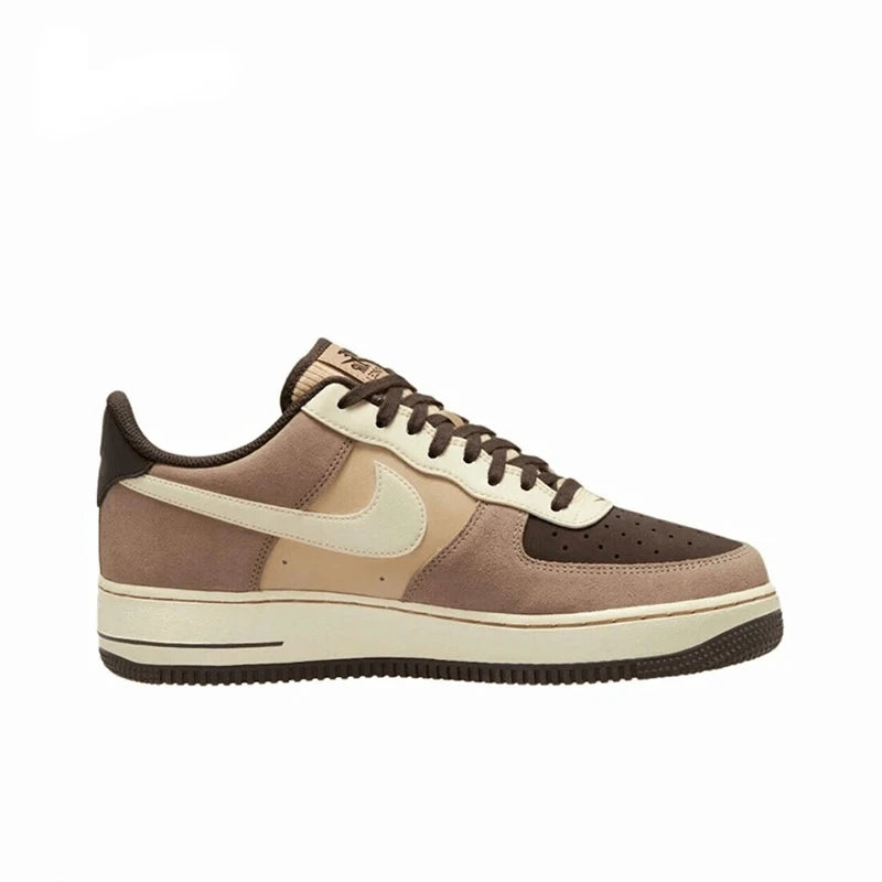 Nike Air Force 1 Men's and Women's Skateboarding Shoes Non-slip Wear-resistant Low-top Skateboarding Shoes Rice Brown