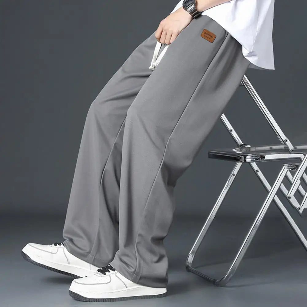 Men Ice Silk Pants Comfortable Men Pants Stylish Men's Wide Leg Sweatpants Breathable Ice Silk Summer Trousers with for Street