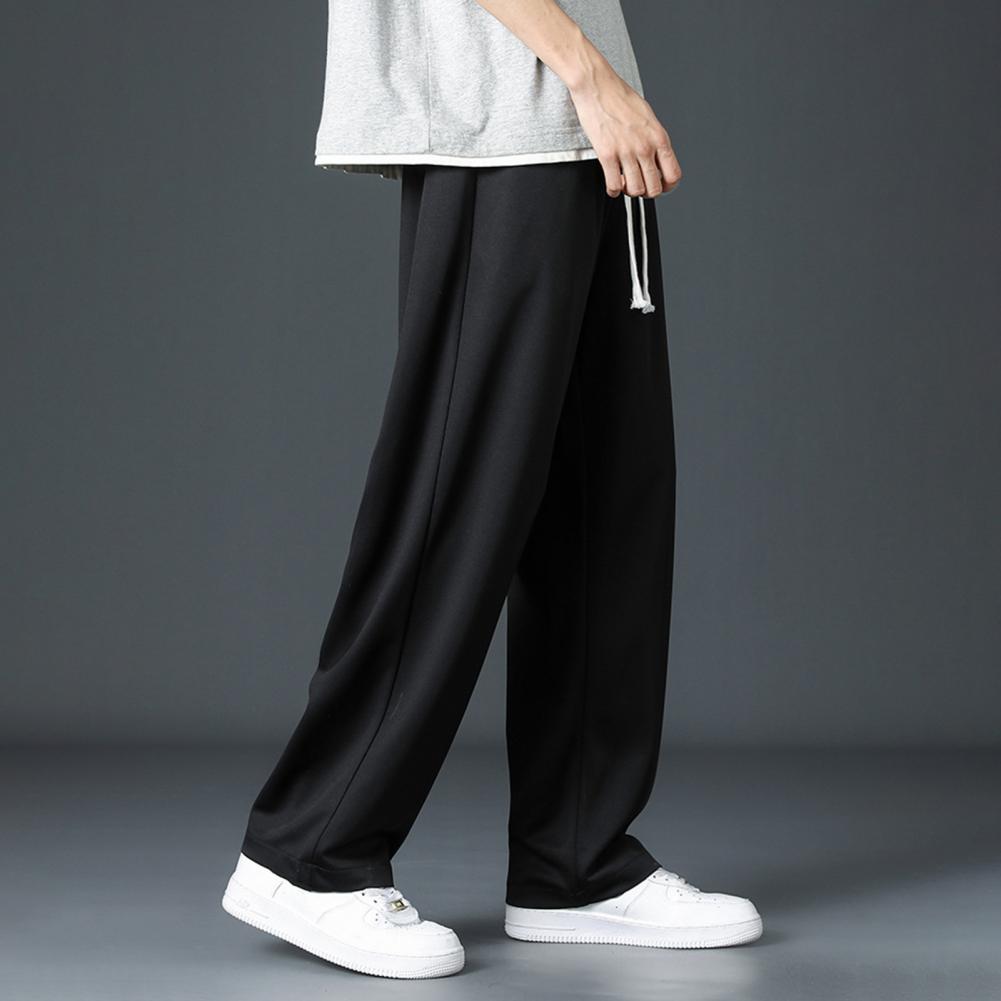 Men Ice Silk Pants Comfortable Men Pants Stylish Men's Wide Leg Sweatpants Breathable Ice Silk Summer Trousers with for Street