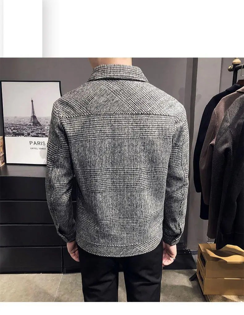 Trendy Autumn and Winter New Men's Jacket Fashionable Jacquard Tweed Style Casual Lapel Closer Fit For Leisure Casual Scenes