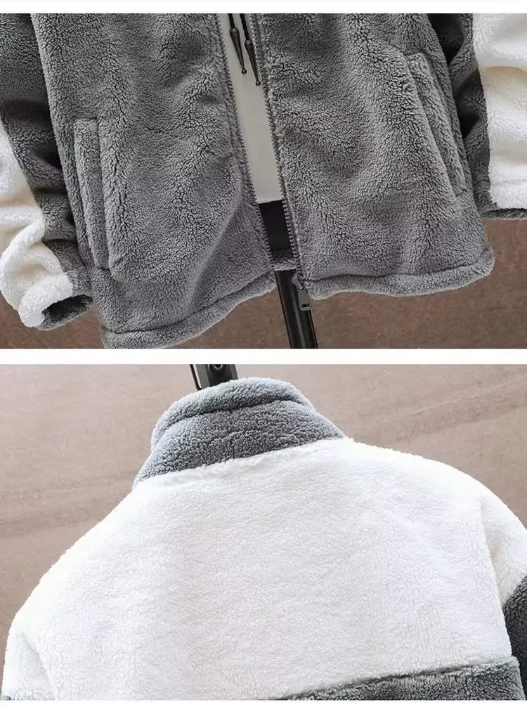 Thickened Fleece-lined Warm Men's Jacket Cotton Coat Woolen Material For Winter Season Stylish Comfortable Outerwear