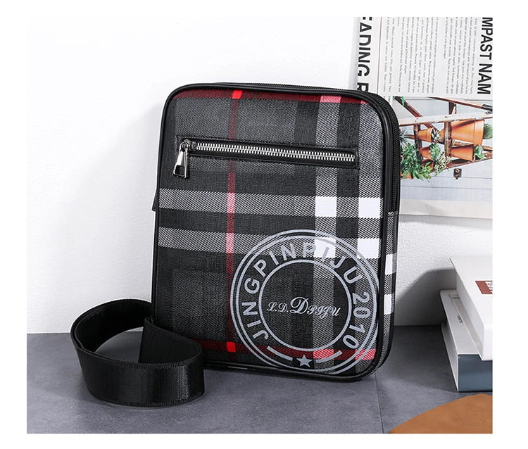 Men's Small Bag Handbag Business Style PU Leather Male Crossbody Bag Phone Bag Vintage Pattern Design Men's Handbag Shoulder Bag