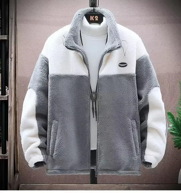 Thickened Fleece-lined Warm Men's Jacket Cotton Coat Woolen Material For Winter Season Stylish Comfortable Outerwear