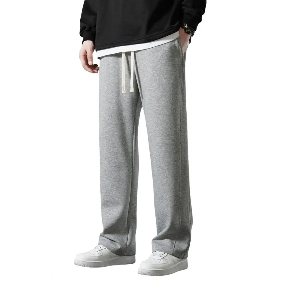 Spring Autumn Men Sweatpants Korean Fashion Sportswear Drawstring Wide Leg Straight Track Pants Cotton Casual Loose Trousers