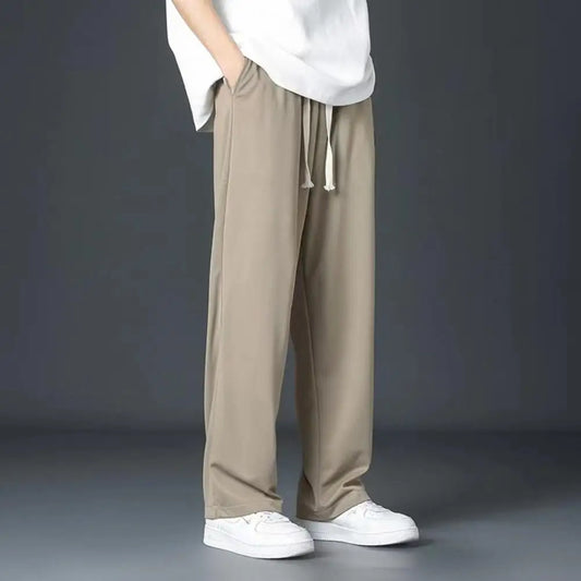 Men Ice Silk Pants Comfortable Men Pants Stylish Men's Wide Leg Sweatpants Breathable Ice Silk Summer Trousers with for Street