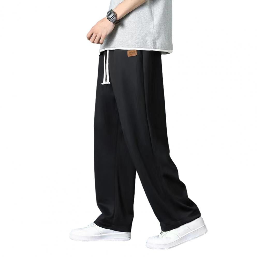 Men Ice Silk Pants Comfortable Men Pants Stylish Men's Wide Leg Sweatpants Breathable Ice Silk Summer Trousers with for Street