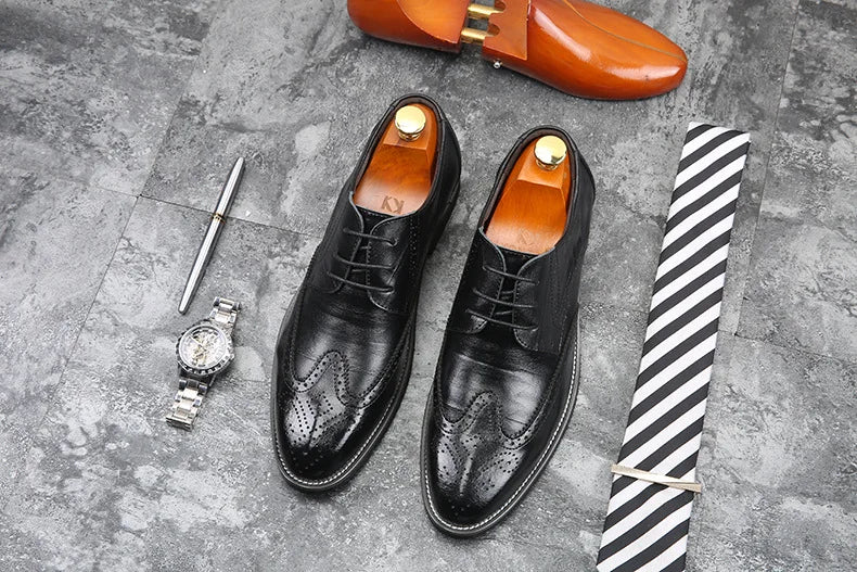 Handmade Men's Oxford Shoes designer Brogue Men Leather Shoes Luxury Fashion Wedding Shoe Business Office Men's Shoes Size 38-48