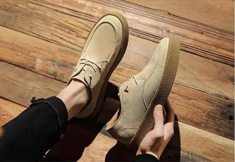 Men's Casual Shoes Cow Suede Genuine Leather Lace-up Mens Comfortable Driving Flats Men Classic Outdoor Sneakers