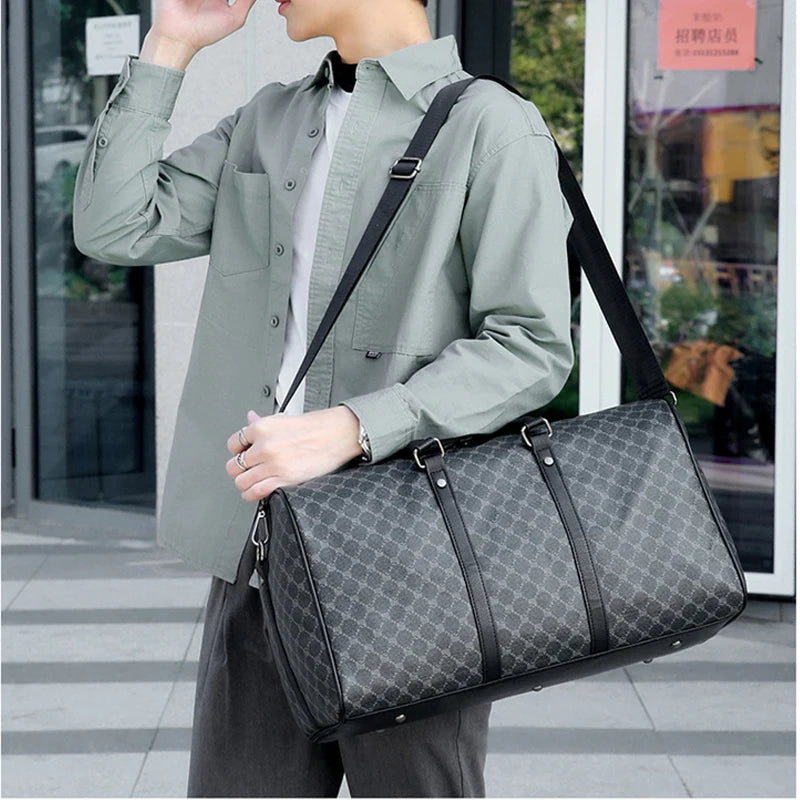 Designer luxury bag Large capacity checkered leather men's handbag travel bag bolsos de mujer large size luggage mochilas mujer