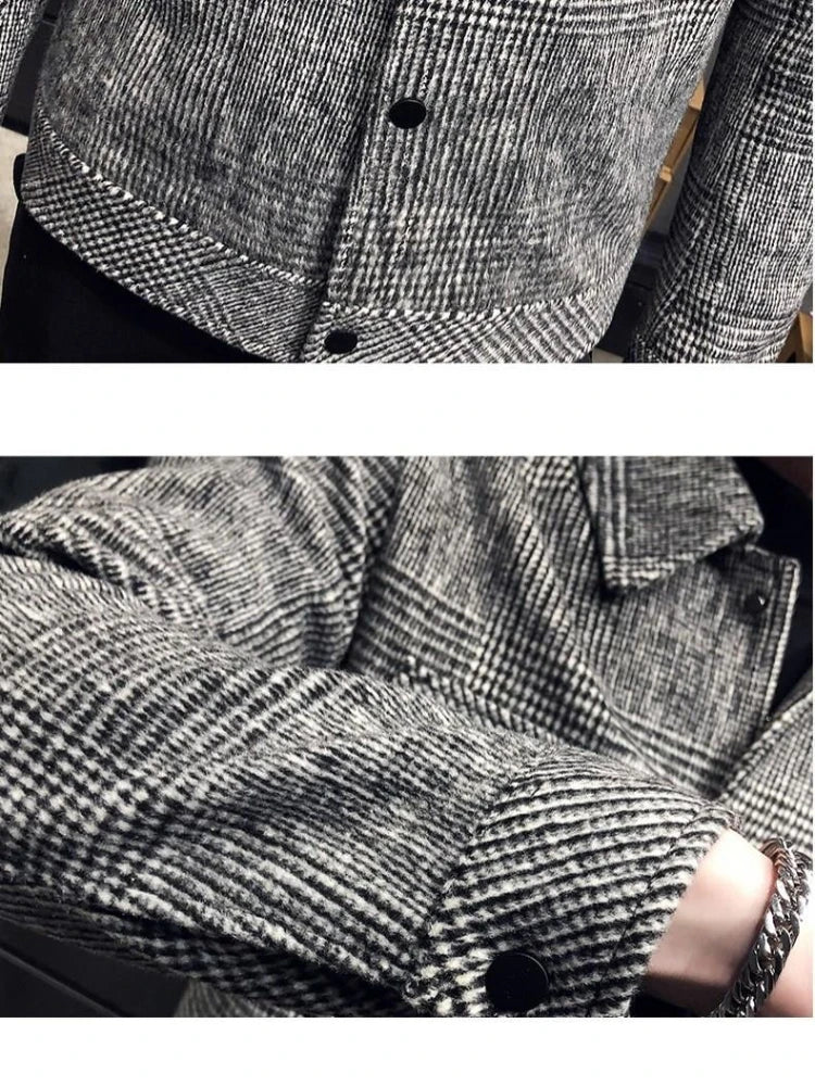 Trendy Autumn and Winter New Men's Jacket Fashionable Jacquard Tweed Style Casual Lapel Closer Fit For Leisure Casual Scenes