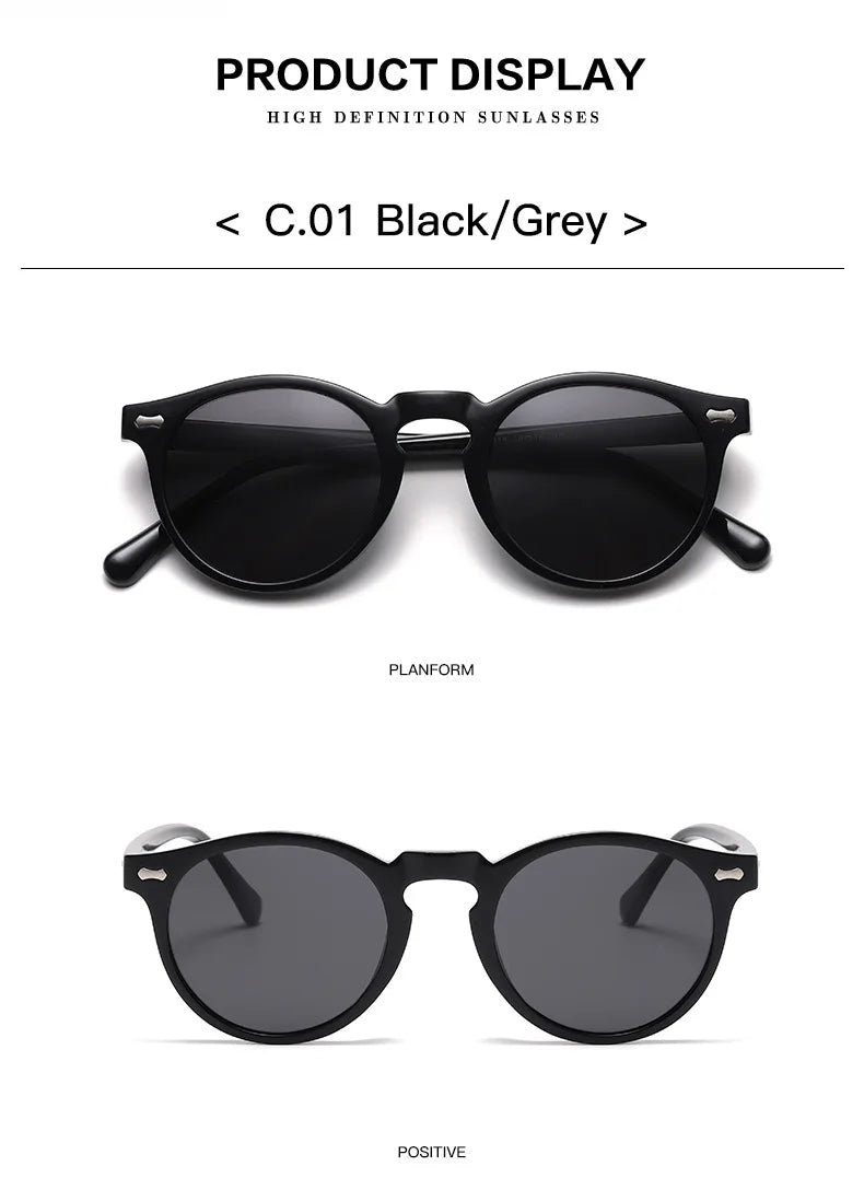 Women's Polarized Sunglasses Round Frame Fashion Rivet Rays Brand Designer Sun Glasses for Men Women Eyewear 2022 New