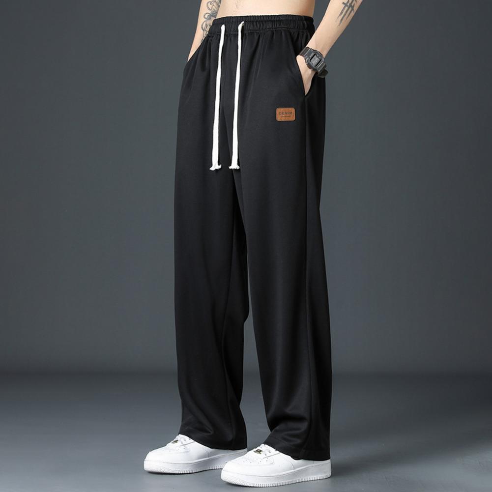 Men Ice Silk Pants Comfortable Men Pants Stylish Men's Wide Leg Sweatpants Breathable Ice Silk Summer Trousers with for Street