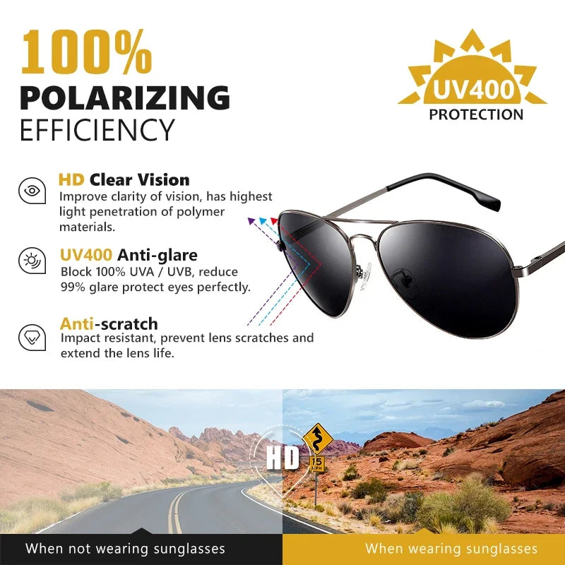 Top Quality Aviation Sunglasses Men Polarized Driving Glasses Women Fashion Pilot Goggles Anti-Glare Lentes De Sol Hombre Lentes