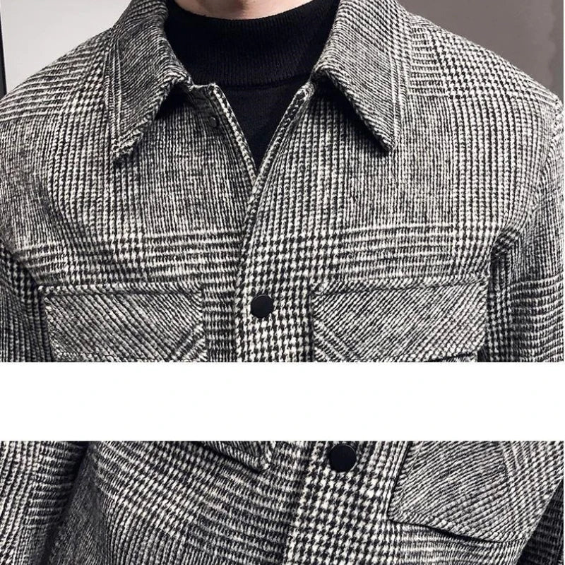 Trendy Autumn and Winter New Men's Jacket Fashionable Jacquard Tweed Style Casual Lapel Closer Fit For Leisure Casual Scenes