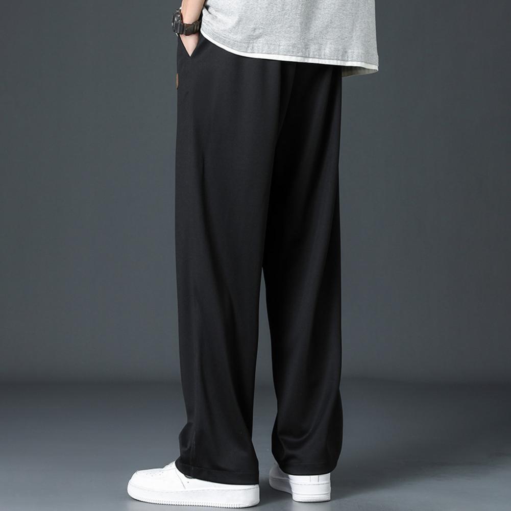 Men Ice Silk Pants Comfortable Men Pants Stylish Men's Wide Leg Sweatpants Breathable Ice Silk Summer Trousers with for Street