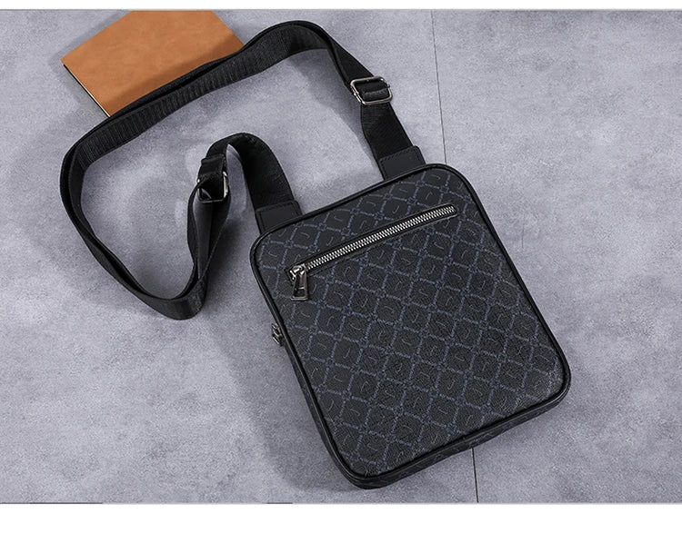 Men's Small Bag Handbag Business Style PU Leather Male Crossbody Bag Phone Bag Vintage Pattern Design Men's Handbag Shoulder Bag