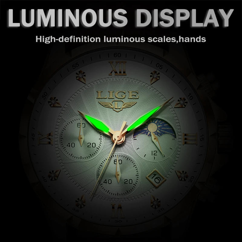 2024 Watches Luxury Men LIGE Brand Fashion Quartz Watches Business Casual Clock Leather Waterproof Mens Wristwatch Reloj Hombre