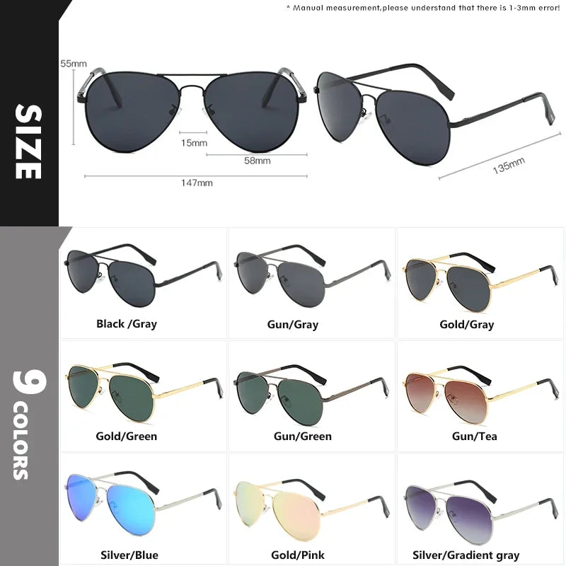 Top Quality Aviation Sunglasses Men Polarized Driving Glasses Women Fashion Pilot Goggles Anti-Glare Lentes De Sol Hombre Lentes