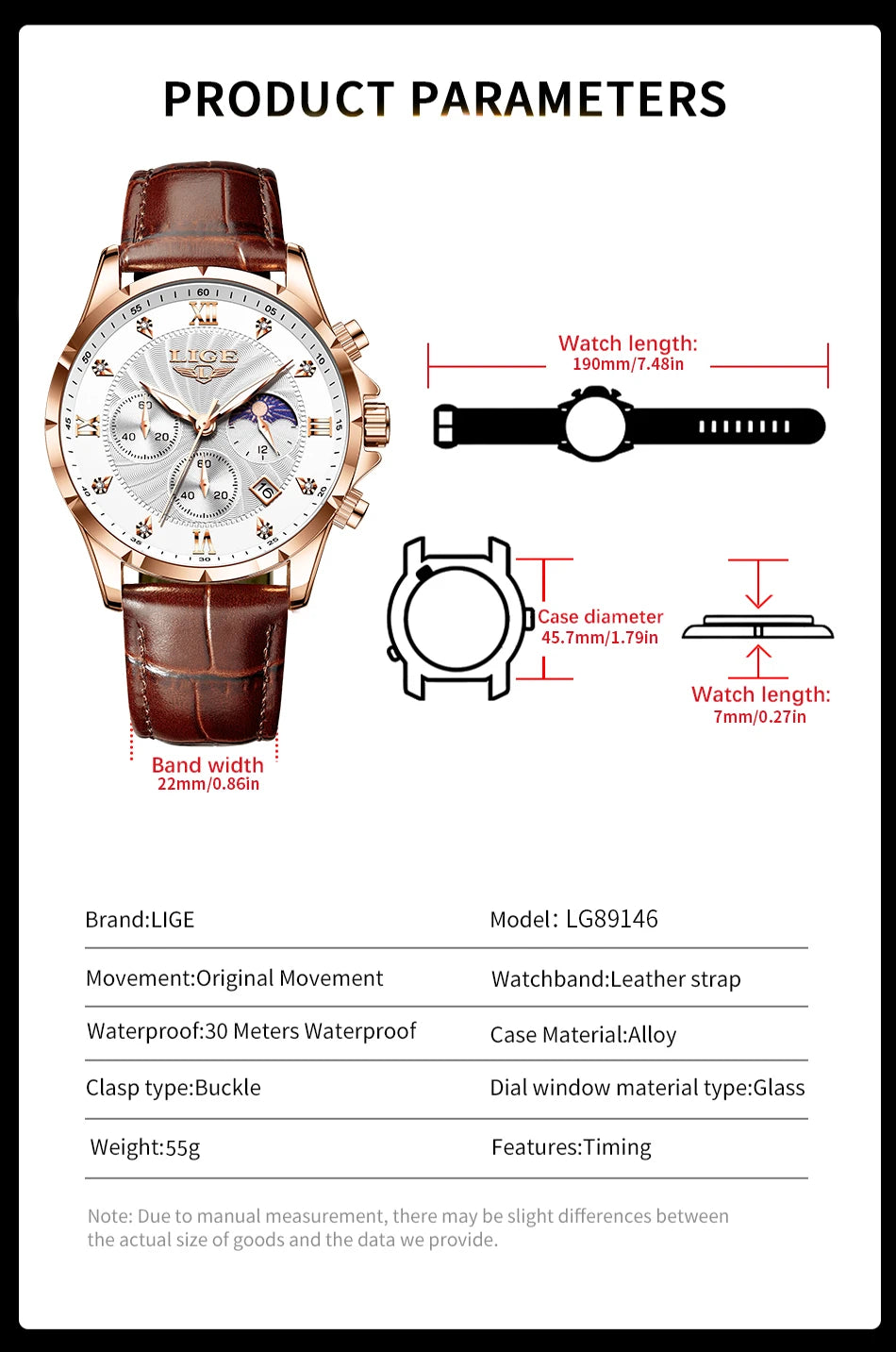 2024 Watches Luxury Men LIGE Brand Fashion Quartz Watches Business Casual Clock Leather Waterproof Mens Wristwatch Reloj Hombre