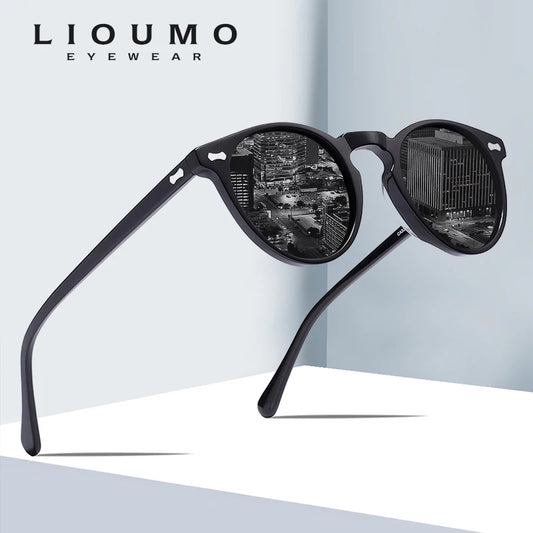 LIOUMO Ultralight Retro Polarized Sunglasses Men Round Vintage Glasses For Women UV400 Driving Goggles oculos de sol masculino