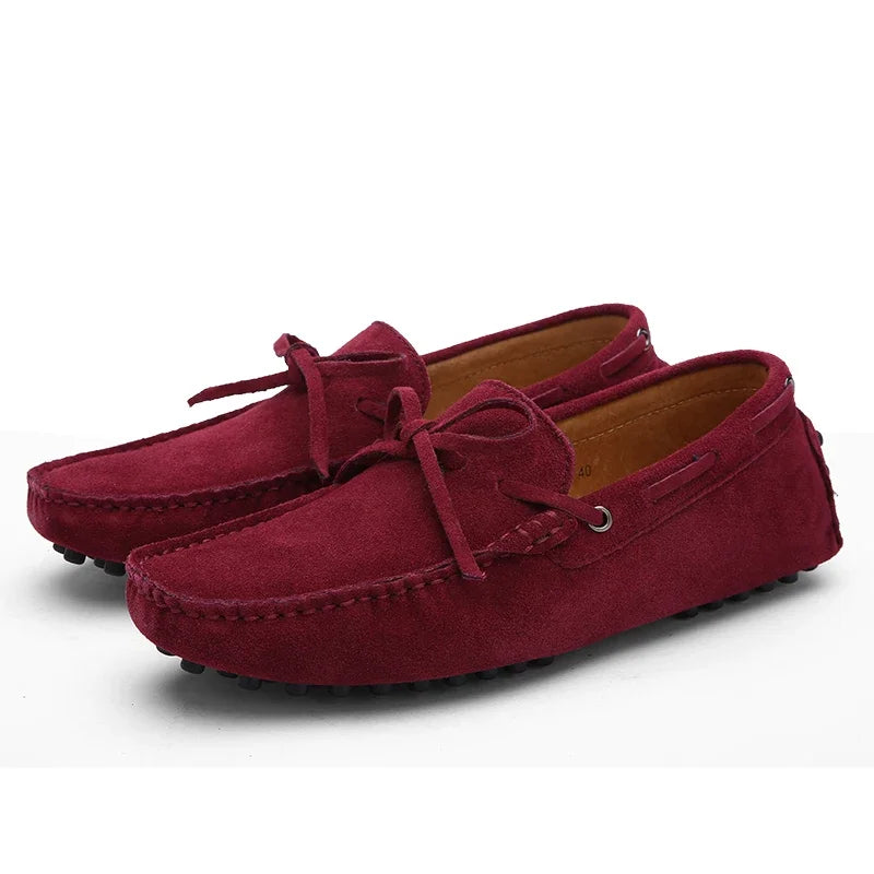 Loafers Men Handmade Leather Shoes Casual Driving Flats Slip-on Moccasins Boat Shoes Plus Size Lace-up lazy bean shoes