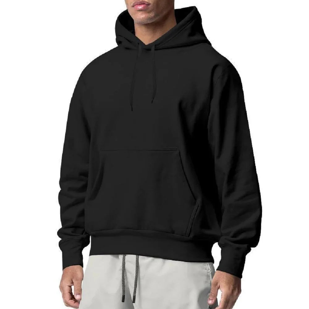 Solid color hoodie for men and women draw rope hoodie with kangaroo pockets, comfortable topper, fall and winter