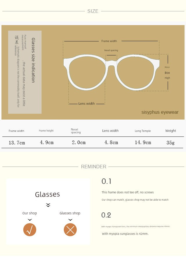 GD Similar Glasses Korean Style round Frame Personalized Sunglasses Sunglasses Metal Retro Myopia with Diopter Men's and Women's Summer Fashion