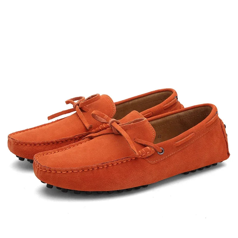 Loafers Men Handmade Leather Shoes Casual Driving Flats Slip-on Moccasins Boat Shoes Plus Size Lace-up lazy bean shoes