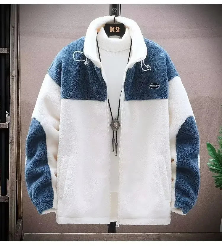 Thickened Fleece-lined Warm Men's Jacket Cotton Coat Woolen Material For Winter Season Stylish Comfortable Outerwear