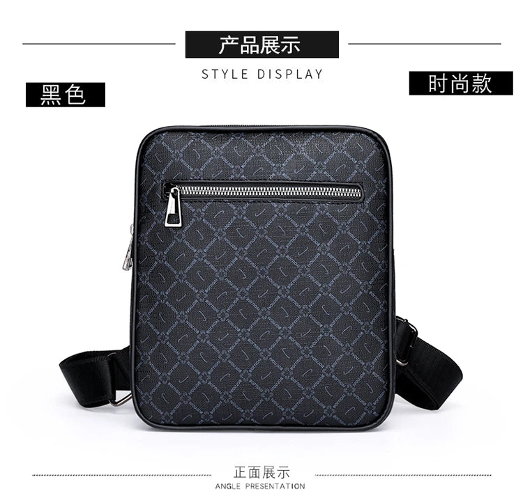 Men's Small Bag Handbag Business Style PU Leather Male Crossbody Bag Phone Bag Vintage Pattern Design Men's Handbag Shoulder Bag