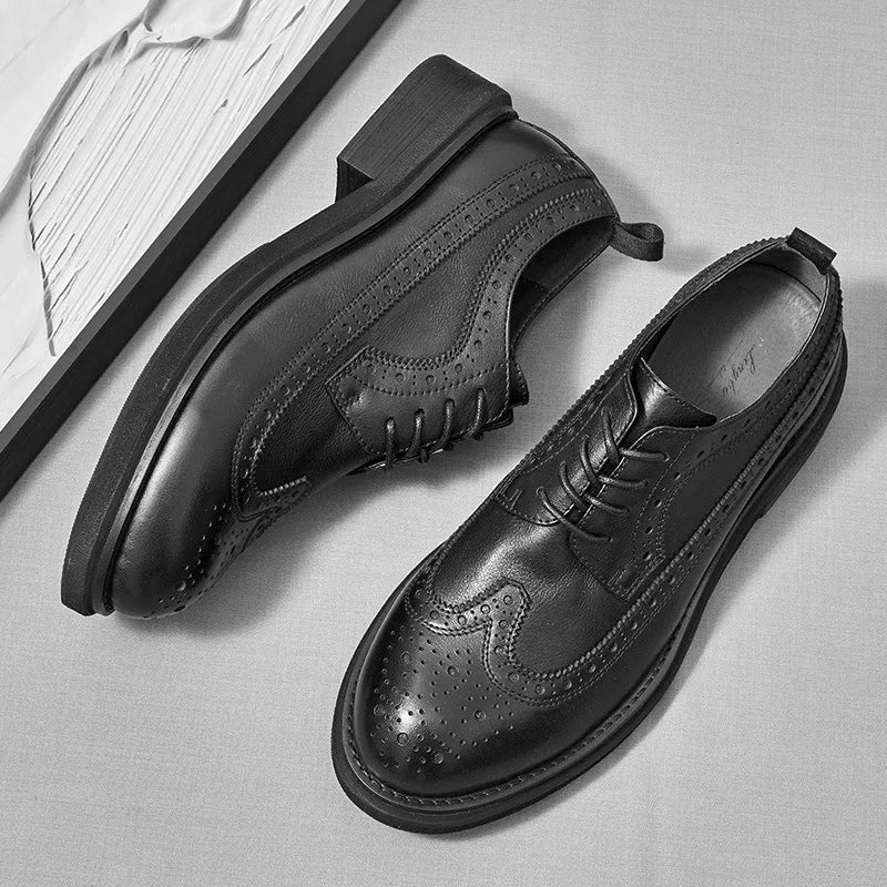 Italian Mens Formal Shoes Luxury Genuine Leather 2024 New Style Designer Handmade Fashion Brogues Wedding Business Shoes Man