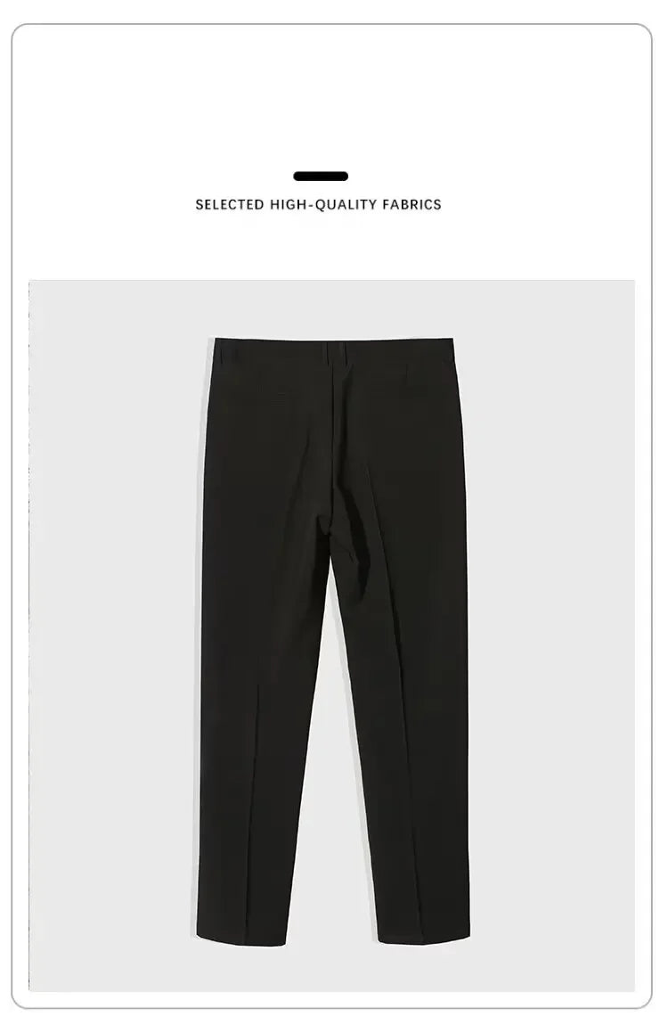 Autumn/Winter Men's Fleece-Lined Draped Business Casual Small Trousers Straight-Leg Versatile Cropped Pants Trendy Korean Style