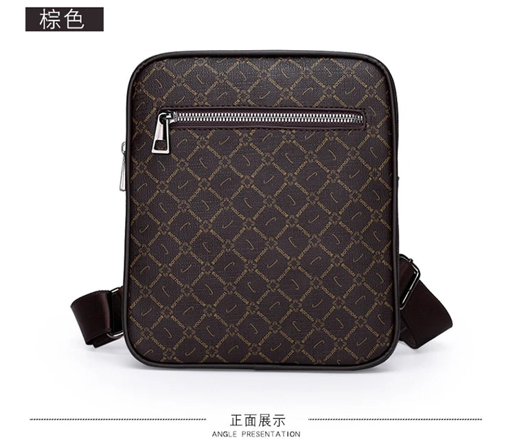 Men's Small Bag Handbag Business Style PU Leather Male Crossbody Bag Phone Bag Vintage Pattern Design Men's Handbag Shoulder Bag