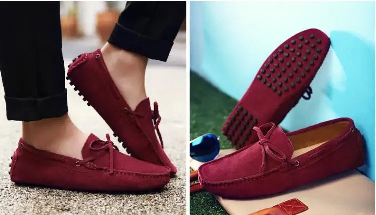 Suede Shoes Men Size 38-46 Luxury Men Loafers Soft Moccasins Man High Quality Shoes Casual Genuine Leather Driving Flats Penny